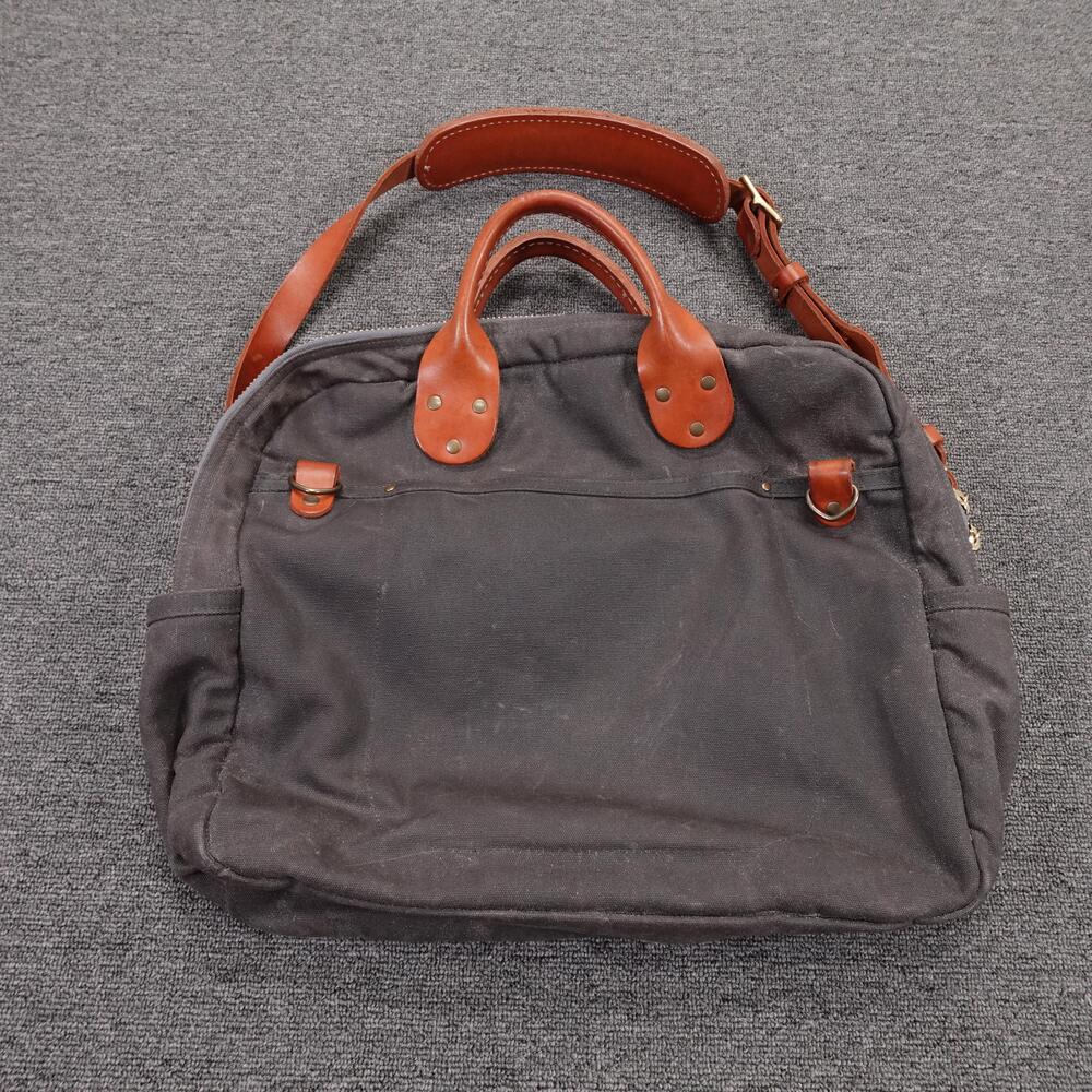 Winter Session Garrison Bag Waxed Canvas Mens Gray Briefcase Leather Strap